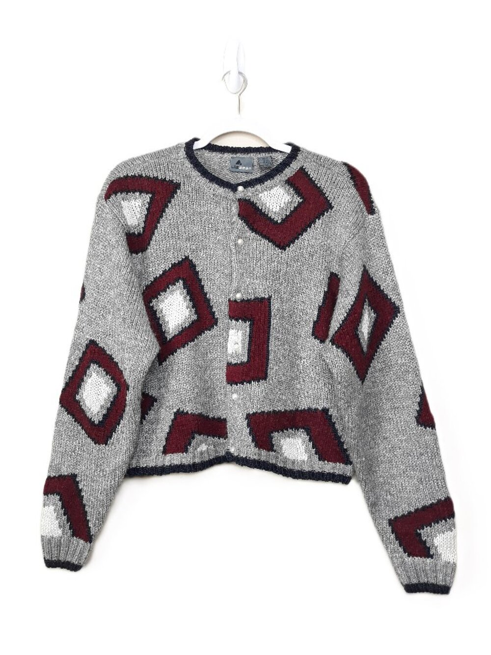 Preppy Sweater Cardigan Large Academia Vintage Clean Girl Scandi